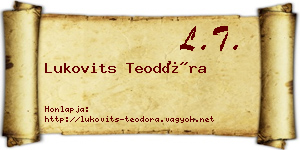 Lukovits Teodóra névjegykártya